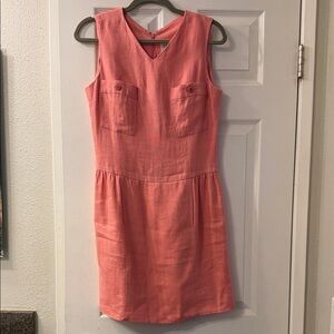 CHANEL linen Pink dress with buttons (38)